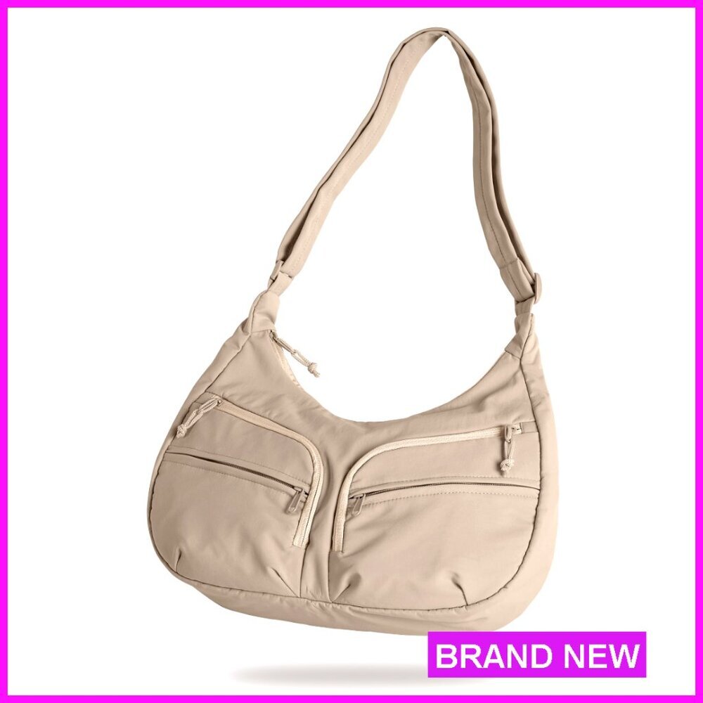 Large Slouchy Crossbody Bag with RFID Pocket and Water Bottle Holder